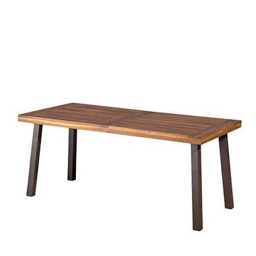 Christopher Knight Home Della Acacia Wood Dining Table, Natural Stained with Rustic Metal