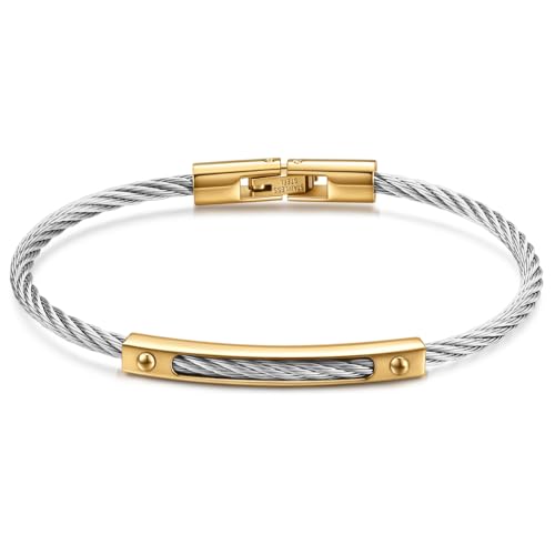 Cable Wire Twisted Cuff Bangle Bracelet For Women 14K Gold/rose/silver Stainless Steel Jewelry for Women Gift