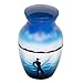 Fishing Keepsake Cremation Urn for Ashes, Aluminum, Blue Urn, Keepsake Sized Cremation Urn, 3 Inches High