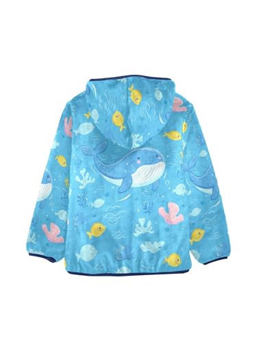 Blue Ocean Whale Fish Girls Fleece Jacket Girls Fall Jacket Boys Coats Zip Up Hoodie Children Outerwear 2-10T2
