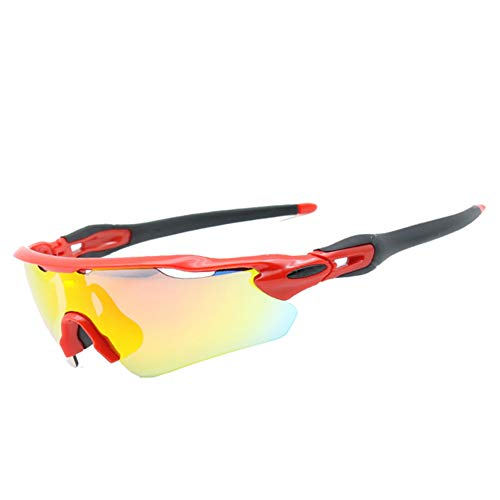 Gafas deportivas para carreras y ciclismo bajo el sol con lentes de PC color rojo