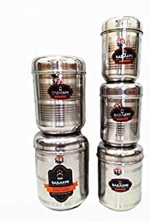 Steel Russian/Capsule Dibba - 500 ml, 750 ml, 1150 ml, 1750 ml, 2250 ml Steel Grocery Container (Pack of 5, Silver)