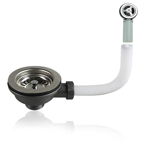 Kitchen Sink Waste Kit Sink Overflow Kit 114mm Sink Overflow Pipe Round Stainless Steel Drain Trap for Kitchen Sink Cabinet Drainage Accessories