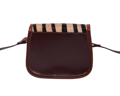 Image of Celtic Women's Leather Hair-On Flap Crossbody Sling Bag - Adjustable Strap