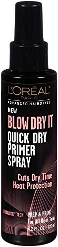 Loreal Blow Dry It Quick Dry Primer Spray 4.2 Ounce (124ml) (2 Pack)