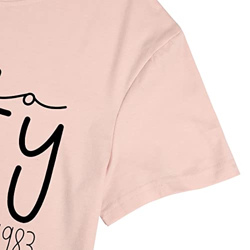 Hello Forty Shirt Women 40Th Birthday Tee Shirt 40 Years Old Birthday T-Shirt Short Sleeve Casual Top (B-Pink, L) #TOP5