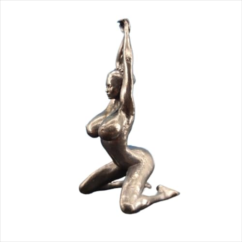 Estatua de latón negro para postura de rodillas y belleza, estatua de metal para yoga, mujer desnuda, colección de esculturas de arte corporal, adornos de escritorio y coche