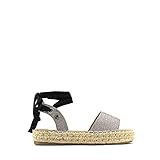 cordon tado al tobillo MODELISA - Sandalia Alpargata Plana Esparto Brillo Cordón Atado al Tobillo Mujer (Gris, numeric 38 EU)