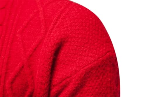 ERFMFKL Men's Crew Neck Knit Casual Pullover Sweater Solid Color Cable Warm Sweater Jumper3