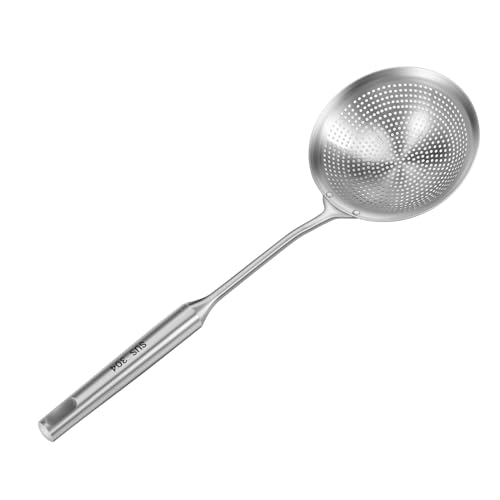 Veciado Stainless Steel Skimmer 42 * 14cm Strainer Colander Ladle Spoon with Comfort Handle and Hanging Holes, Oil Strainer, Slotted Spoon for Kitchen Frying Food