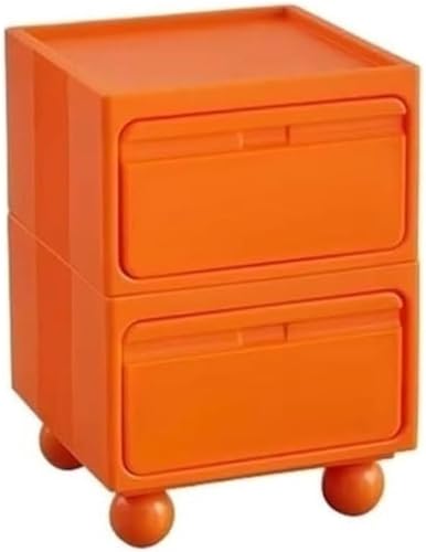 Multi-Functional 2-Tier Stackable Plastic Side Table with 2 Drawers - Versatile Nightstand &amp; Small Coffee Table for Home Storage, Space-Saving Design (Multi-Colored)