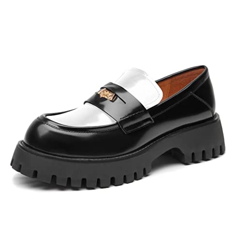 Image of BEAU TODAY Chunky Loafers Women,Patent Leather Platform Loafers for Women,Lug Sole Slip On Penny Shoes,Comfortable Work Office Business Casual Dress Shoes