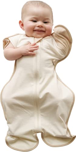 Image of CCOCCOZAM Swaddle, Organic, Ivory, Medium, 3-6 Months 13-19lbs, Transition Baby Sleep Sack, Dramatically Better Sleep