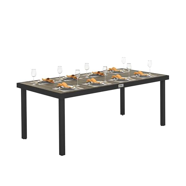 Outsunny Gartentisch Aluminium Holzoptik