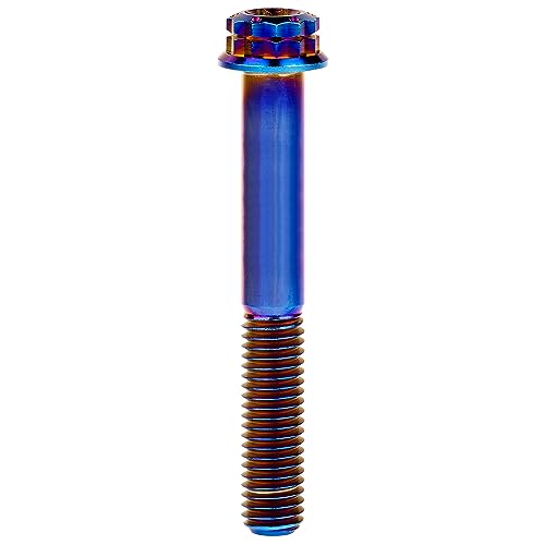 Image of Titanium Flange 12 Point Head M8 x15 20 25 30 35 40 45 50 55 60 65 80mm Screw Bolt Pack of 4 (Burning Blue, M8x80mm)