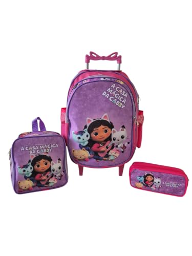 Kit Mochila Escolar Gabby Casa Mágica Rodinhas G Meninas