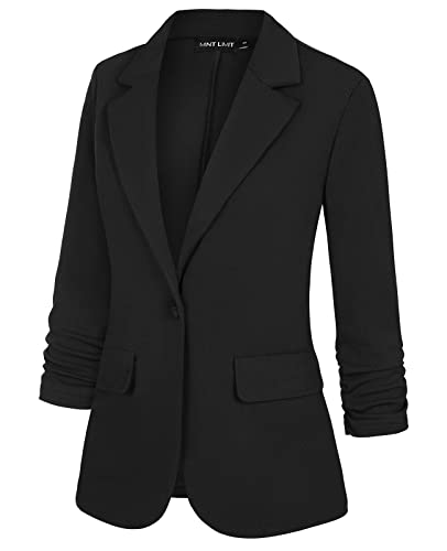 MINTLIMIT Womens Blazer 3/4 Sleeve Lapel Collar Business Work Blazers One Button Casual Jackets with Pockets2