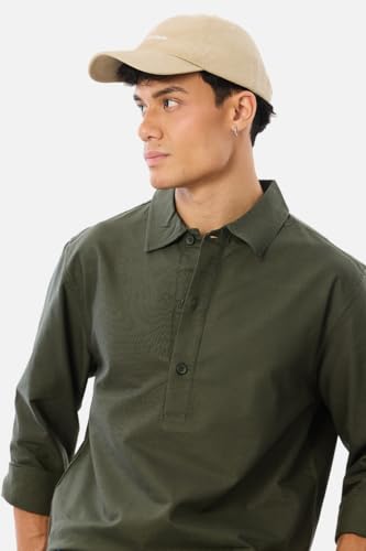 Image of SNITCH Men Casual Shirt | Slim Fit Full Sleeve Button-Down Collar Plain Design | Premium Cotton Blend & Stretchable Fabric for College & Everyday Wear