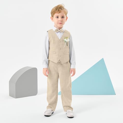 Volunboy Baby Boys Formal Wedding Ring Bearer Outfits Toddler Gentleman Bowtie Vest Guest Suits Dress Shirt Pants Set2