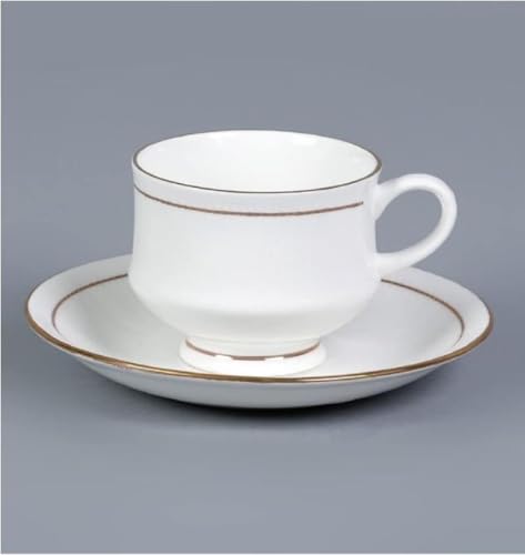 Image of Bharat Trade Dynamics Fine Bone China White Cups and Saucer with Golden Line, 150 ml Tea Cup Set of 6 Cup and Saucer Set for Tea Milk Coffee Chai, Teacup Set