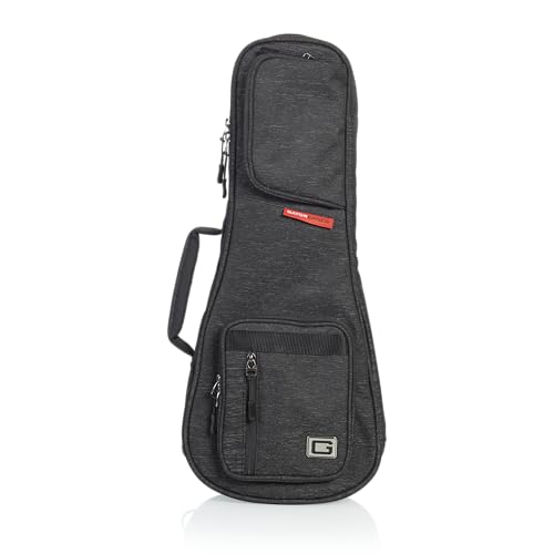 Image of Gator Cases Transit Series Lightweight Soprano Ukulele Gig Bag with Back Pack Straps and Rubberized Base, Charcoal Black Exterior (GT-UKE-SOP-BLK)
