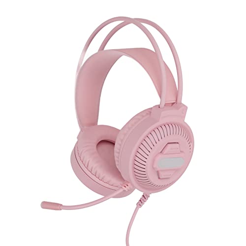 Shanrya RGB Gaming Headset Fashionable Noise Reduction Breathable Gaming Headset for PS5 (Pink)