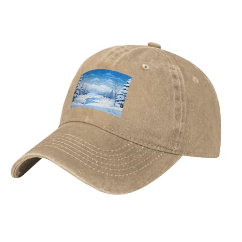 HJFCZH Cappello da baseball nero per adulti con stampa di paesaggio invernale per uomini e donne Comfort regolabile, Naturale, Taglia unica