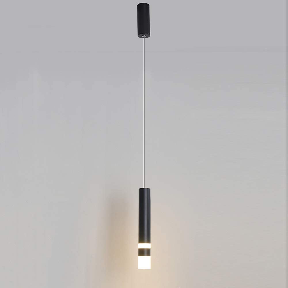 Pendentif noir lumière 6W LED tube métallique suspendu pour salon
