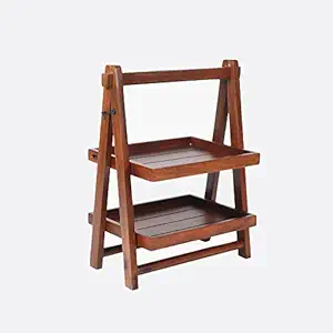 Brick Brown Premium Foldable Wooden Organizer/Double Tray - Small (Mahogany), Rectangular