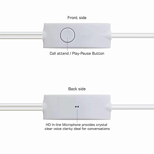 Image of MB Star Wired 3.5MM Jack Earphones Compatible for All Samsung Smartphones and 3.5MM Jack Supported Mobile Phone with Mic | Pure Bass Sound | One Button Multi-Function | Comfort Fit | Pack of 2 | White