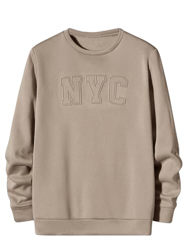 Floerns Men's Letter Graphic Print Crewneck Long Sleeve Casual Pullover Sweatshirt