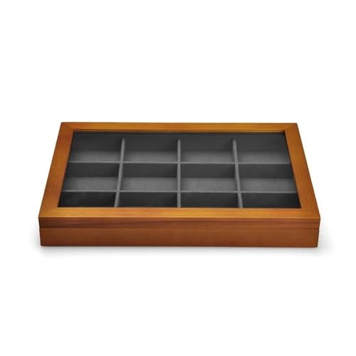 Organisateur de bijoux boîte en bois empilable avec grand couvercle transparent de rangement