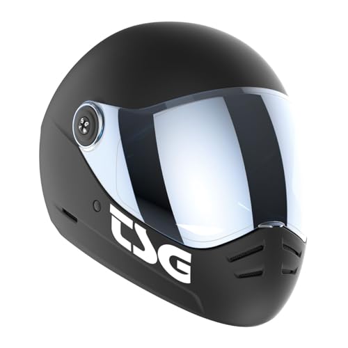 TSG - Pass 2.0 Full-face Premium Helmet w/Two Visors | Downhill Skateboarding, E-Skating, E-Onewheeling, Longboarding | Nose Ports, Air Flow Channels, Ear Slots, Adjustable Pads, Satin Black, XXL