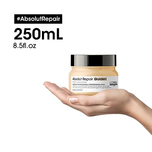 Foto von L'Oréal Professionnel Reparierende Haarmaske für strapaziertes und trockenes Haar, Mit Quinoa, Serie Expert, Absolut Repair Gold Maske, 250 ml