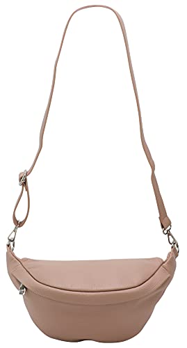SH Leder ® echt Leder Hüfttasche Damen Herren Unisex Gürteltasche für Festival Reise Bauchtasche mittelgroße Crossbody Bag Frauen Ledertasche 32x17cm Marie G528 (Nude)