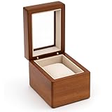 Bey-Berk Personalized Viscount Cherry Custom Wood Single Watch Box – Display Case with Velour Lining & Pillow