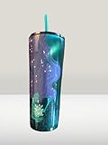 Starbucks Siren Stainless Steel Cold Cup, 24 oz, Reusable Double-Wall Tumbler with Straw and Lid, Metallic Purple Green, Lightweight and Sweat-Resistant
