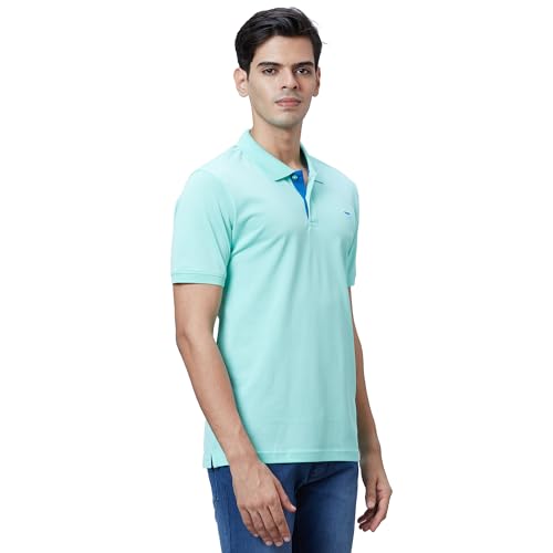 Image of Park Avenue Slim Fit Pure Cotton Print Pattern Polo Neck Casual T-Shirt