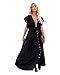 NFASHIONSO Long Maxi Beach Dress Swimsuit Sunscreen Bikini Cover Up Bathing Suit,Black,one size