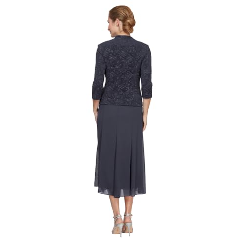 Image of Alex Evenings Women's Tea Length Jacket Dress, Perfect for Weddings, Formal Events (Petite and Regular Sizes)