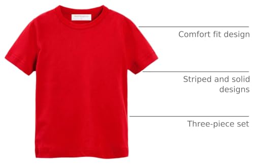 Image of Mud Kingdom T-Shirt for Boys Short Sleeve Plain Cotton Classic Summer Casual Stripe