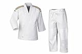 adidas Judoanzug J350 | Judo-GI für Kinder und Erwachsene | Für Training und Wettkampf | Stoffgewicht 350g/qm | Anzug Weiß, 150 cm, Schulterstreifen Gradient Solar