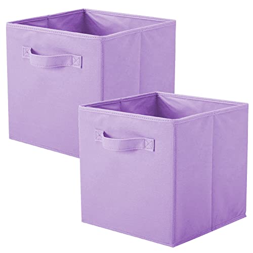 PowerKing Cubo de almacenamiento de tela plegable para uso en forma de cubos, color morado claro (2 juegos)