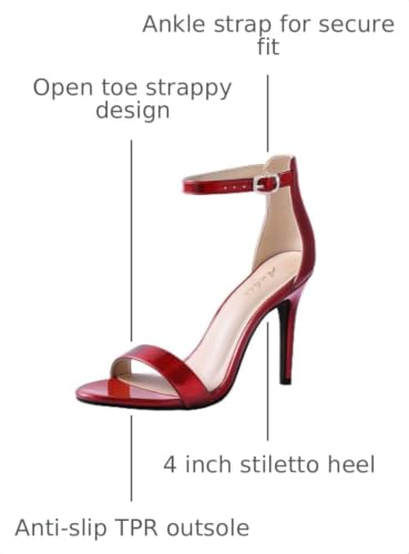 Image of Ankis High Heels for Women 4 Inches, Black Nude Gold Stiletto Heels Open Toe Ankle Strap Heeled Sandals for Dressy Wedding Party