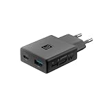 Cellularline caricabatterie da rete Power Lite 45 W doppia porta USB-C 45 W e USB-A 18 W ricarica rapida simultanea tecnologia GaN+ design compatto, nero