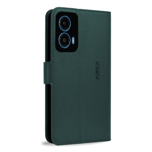 Image of AIBEX Compatible for Motorola G34 5G / Motorola G45 5G | Premium PU Leather Wallet Case with Stand & Card Slots Green