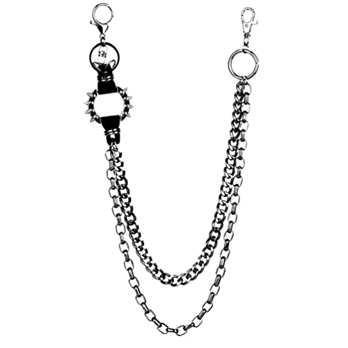 PRETYZOOM Punk Chains for Pants Motorcyle Punk Pants Trousers Jean Wallet Chain Hip Hop Gothic Rock Key Chain Metal Multi Layer Keychain Silver