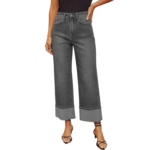 Wide Leg Baggy High Waist Jeans for Women Boyfriends Straight Leg Trendy Stretchy Denim Pants