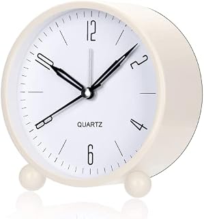 YouJaBz Alarm Clock, Super Silent Non Ticking Small Clock with Night Light, Battery Operated, Simply Design, for Bedroom, Bedside, Desk