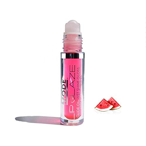 Mode Lip Glaze Watermelon Flavored Lip Gloss Roll On Yummy Sheer Wet Shine, Hydrating Natural Skincare Fruit Oils Moisturizing Sweet Almond, Areni Noir, Wild Rose - Cruelty Free, Vegan Made In Ny 4Ml #TOP10